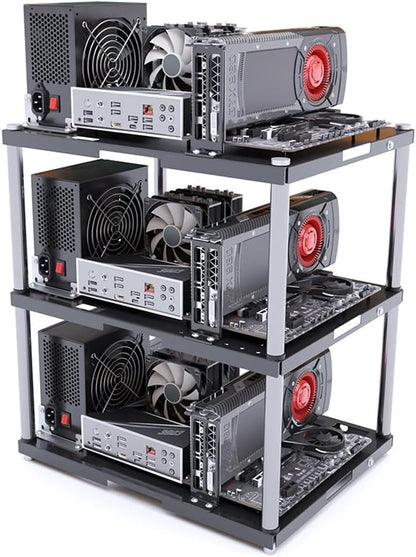 Stapelbares, offenes Computergehäuse-Rack – Modulares PC-Rahmengehäuse für ATX/MATX/ITX-Motherboards, ideal für Studio, Mining-Rig und DIY-Systeme