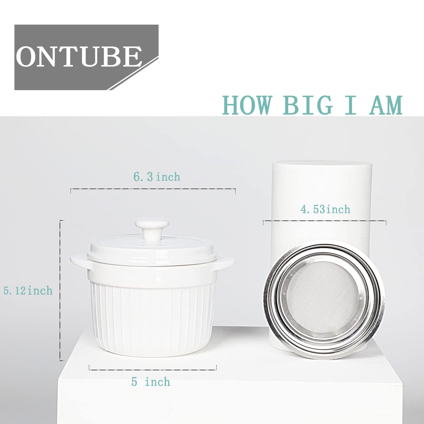 ONTUBE Keramik-Aufbewahrungsbehälter für Speckfett mit Sieb, Frittieröl-Aufbewahrungsdose, Türkis 