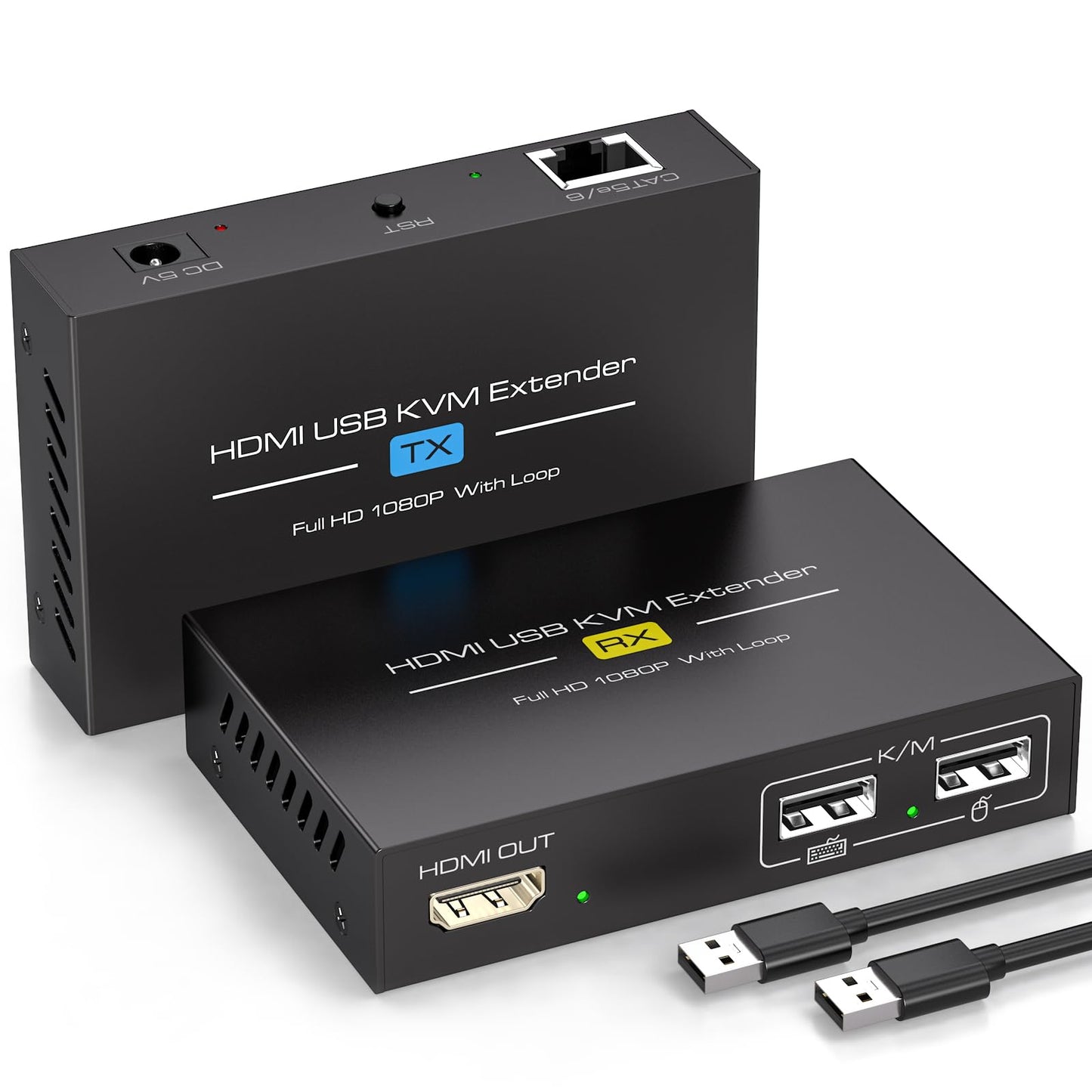 PVBCTCSID HDMI KVM USB Extender über Cat5e/6/7 Ethernet 1080P bis zu 120 m mit Loop-Out HDMI und USB-Extender zur Fernsteuerung von Monitor und Tastatur/Maus