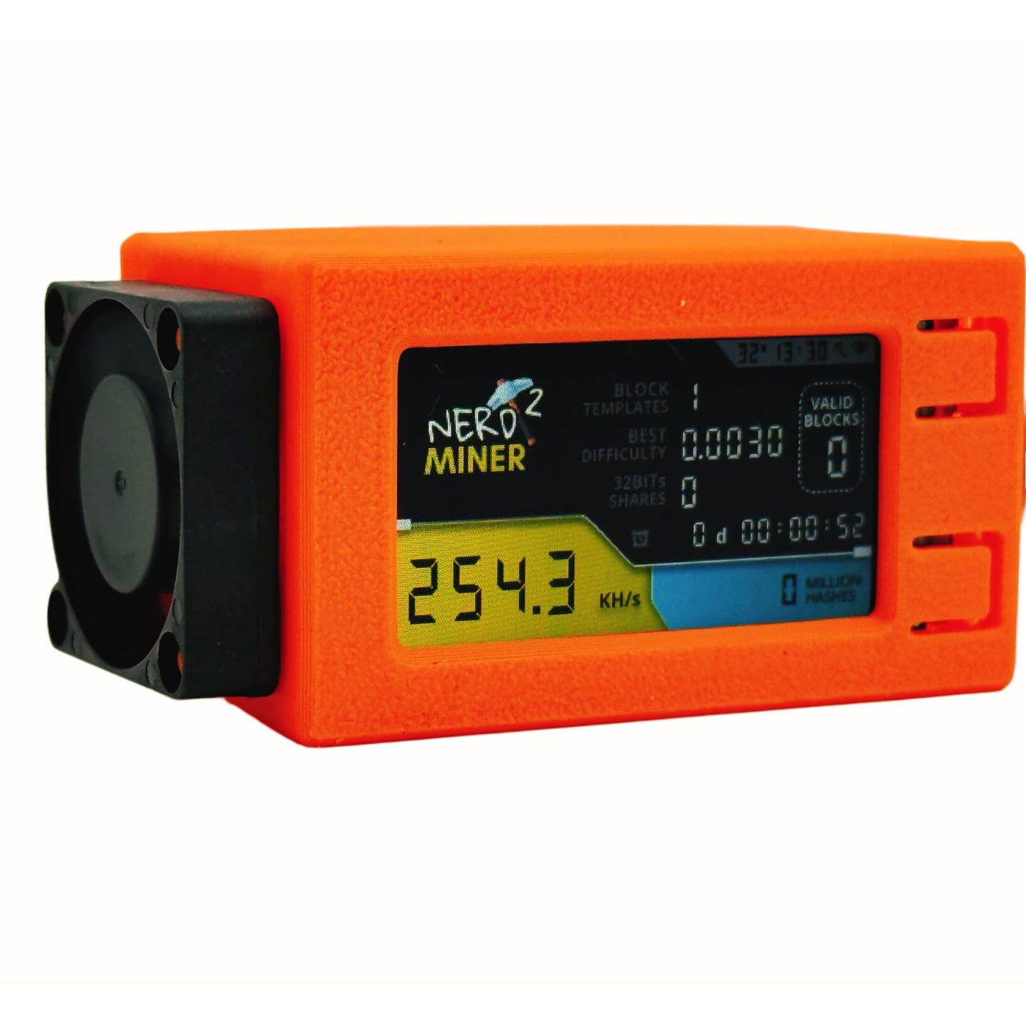 NerdMiner V2pro 250KH/s Upgrade von 78k auf 250k Mini-Lotterie BTC Miner Solo Miner Smart Lucy Miner Gewinnen Sie 6,25 BTC mit Fan BTC Table Gadget