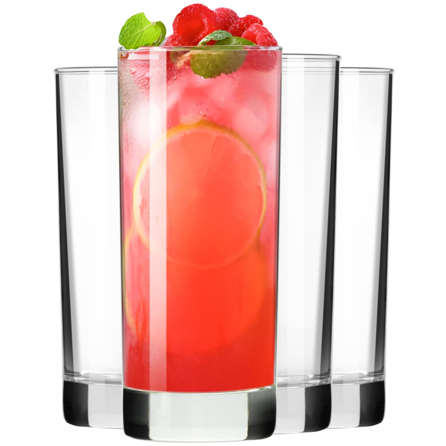 PARACITY Highball-Gläser, 4er-Set, Trinkgläser 10 oz, Klarglasbecher, hohe Tumbler-Wassergläser, Gläserset für Cocktails, Kaffee, Mojitos