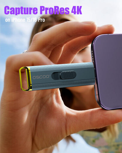 OSCOO 1 TB Portable SSD, bis zu 2100 MB/s, unterstützt Apple 4K 60fps ProRes, externe Festplatte USB 3.2 mit USB-C &amp; A für iPhone 15/16/17, Android, Mac &amp; PC, ideal für Fotografen und Content Creator