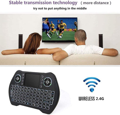 BL Mini-Funktastatur-Fernbedienung mit Touchpad und Maus-Kombination, hintergrundbeleuchtete 2,4-GHz-Mini-Tastatur, kabelloser USB-Dongle, wiederaufladbarer Li-Ionen-Akku für Android TV Box, Smart TV, PC, PS3, Windows, MacOS, Xbox 