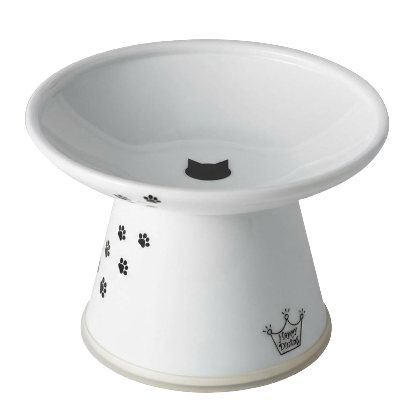 Necoichi Erhöhter Katzennapf - Keramik-Napf mit erhöhter Höhe zur Entlastung von Schnurrhaaren und Nacken, spülmaschinen- und mikrowellengeeignet - rutschfest und erbrechenshemmend, ergonomisches Design (Katzen, extra breit, 2 Tassen Fassungsvermögen)