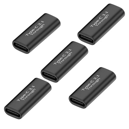 Pastall 5er-Pack USB-C-Adapter (Buchse auf Buchse). USB-C-Verlängerung. USB-C-Koppler unterstützt Datenübertragung bis zu 10 Gbit/s und 100 W Schnellladung. Kompatibel mit Thunderbolt 4/3. Unterstützt 8K@60Hz-Video.