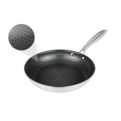 Antihaftbeschichtete Edelstahl-Bratpfanne, Hybrid-Keramik-Bratpfanne (20 cm), kühl bleibender Griff, frei von PFAS, PFOA und PTFE, spülmaschinen- und ofenfest, kratzfest, geeignet für Induktion und alle Herdarten
