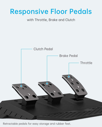 PXN V9 Gaming-Rennlenkrad mit Pedalen und Schalthebel, 270/900 Grad Lenkrad für PC, Xbox One, Xbox Series X/S, PS4, PS3 und Switch 