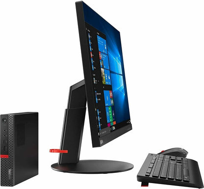 Lenovo ThinkCentre M920q Tiny Desktop, Intel 6-Core i5-8500T, 16 GB RAM, 256 GB NVMe SSD, HDMI, DisplayPort, WLAN, Bluetooth, kabellose Tastatur und Maus, Windows 11, schwarz (Generalüberholt) 
