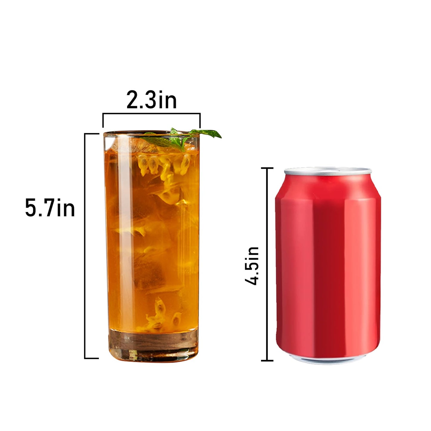PARACITY Highball-Gläser, 4er-Set, Trinkgläser 10 oz, Klarglasbecher, hohe Tumbler-Wassergläser, Gläserset für Cocktails, Kaffee, Mojitos