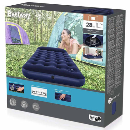 Bestway Luftmatratze Aufblasbar Beflockt mit Fußpumpe 188x99x28 cm