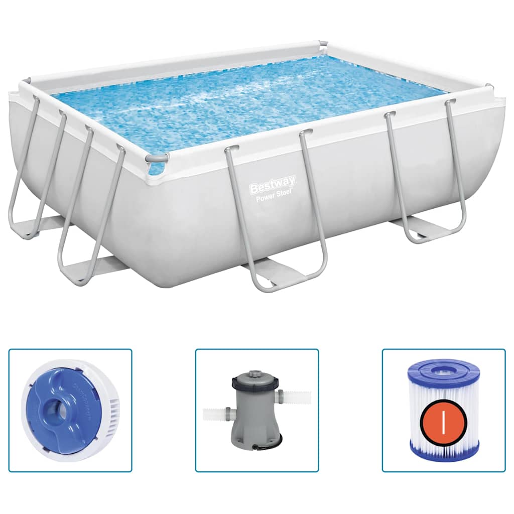 Power Steel Swimmingpool-Set Rechteckig 282x196x84 cm