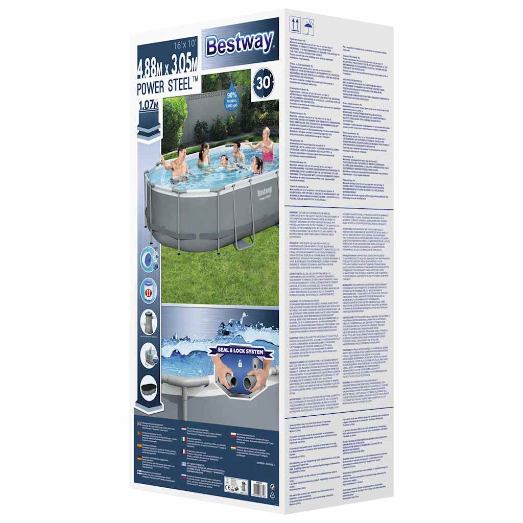 Piscine hors sol Bestway Power Steel avec cadre en acier 488x305x107 cm