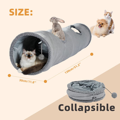 PAWZ Road Katzentunnel, 130 cm lang, zusammenklappbarer Tunnel mit 30 cm Durchmesser, geeignet für große Katzen, Kaninchen und Welpen – Groß