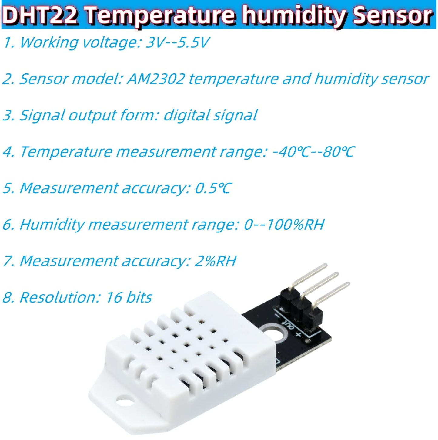 MTDELE 3 Stück DHT22 Digitaler Temperatur- und Feuchtigkeitssensor AM2302 Modul ersetzt SHT11 und SHT15, kompatibel mit Arduino-Elektronik-Bastelprojekten