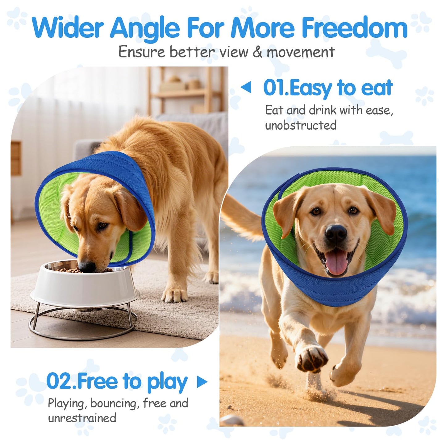 Soft Dog Cone Collar Alternative - Adjustable Comfy Cones for Large/Medium/Small Dogs to Stop Licking After Surgery, Comfortable Fabric Elizabethan Collars, Head Cone of Shame for Neuter Recovery - L