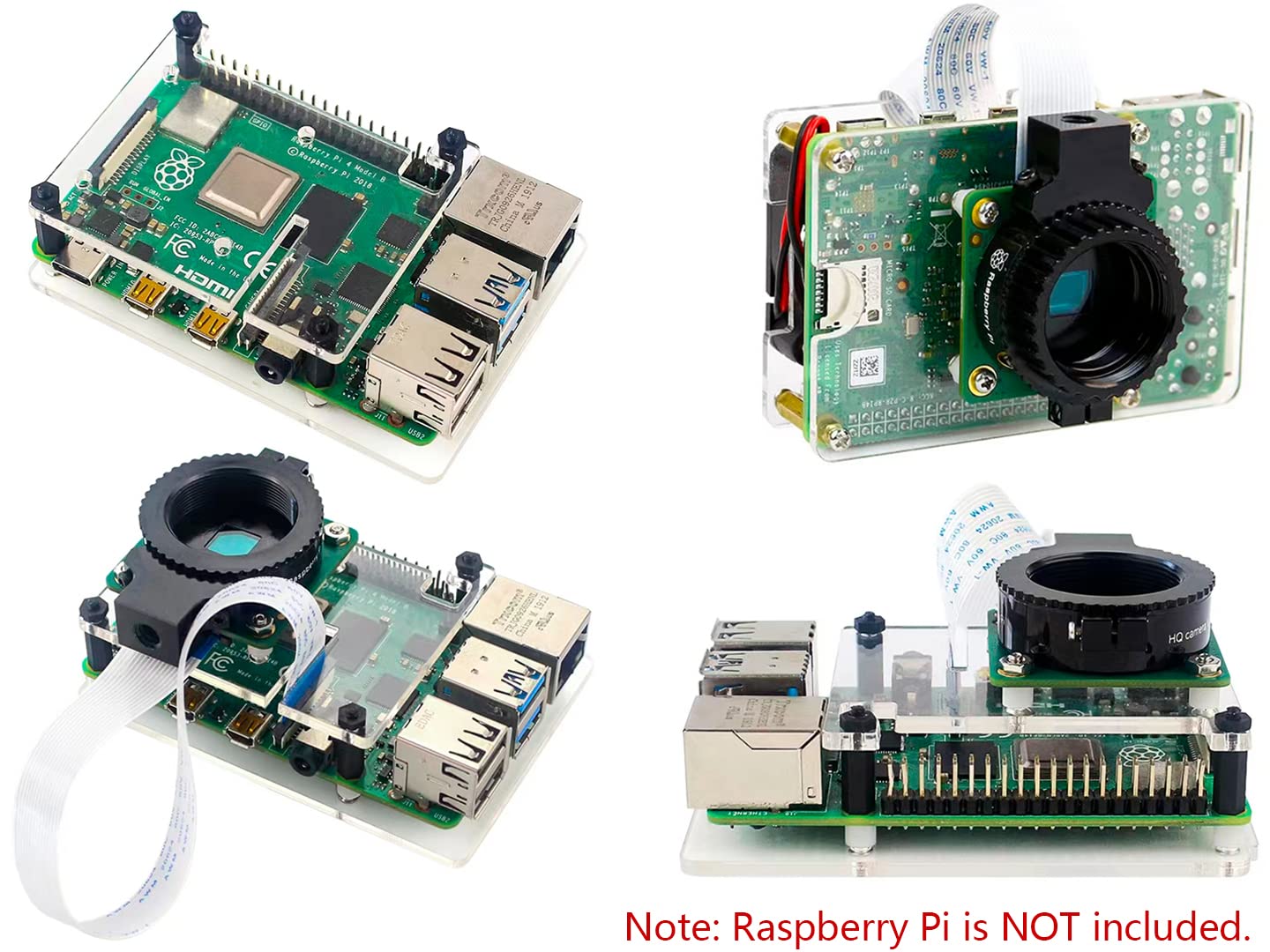 Raspberry Pi HQ Kameramodul mit Gehäuse für Raspberry Pi 4B/3B+/3B/2B/A+/Zero/W/Zero WH, 12,3 MP IMX477 Sensor, unterstützt C- und CS-Mount-Objektive, Alternative zum Raspberry Pi Kameramodul V2 (8 Artikel)