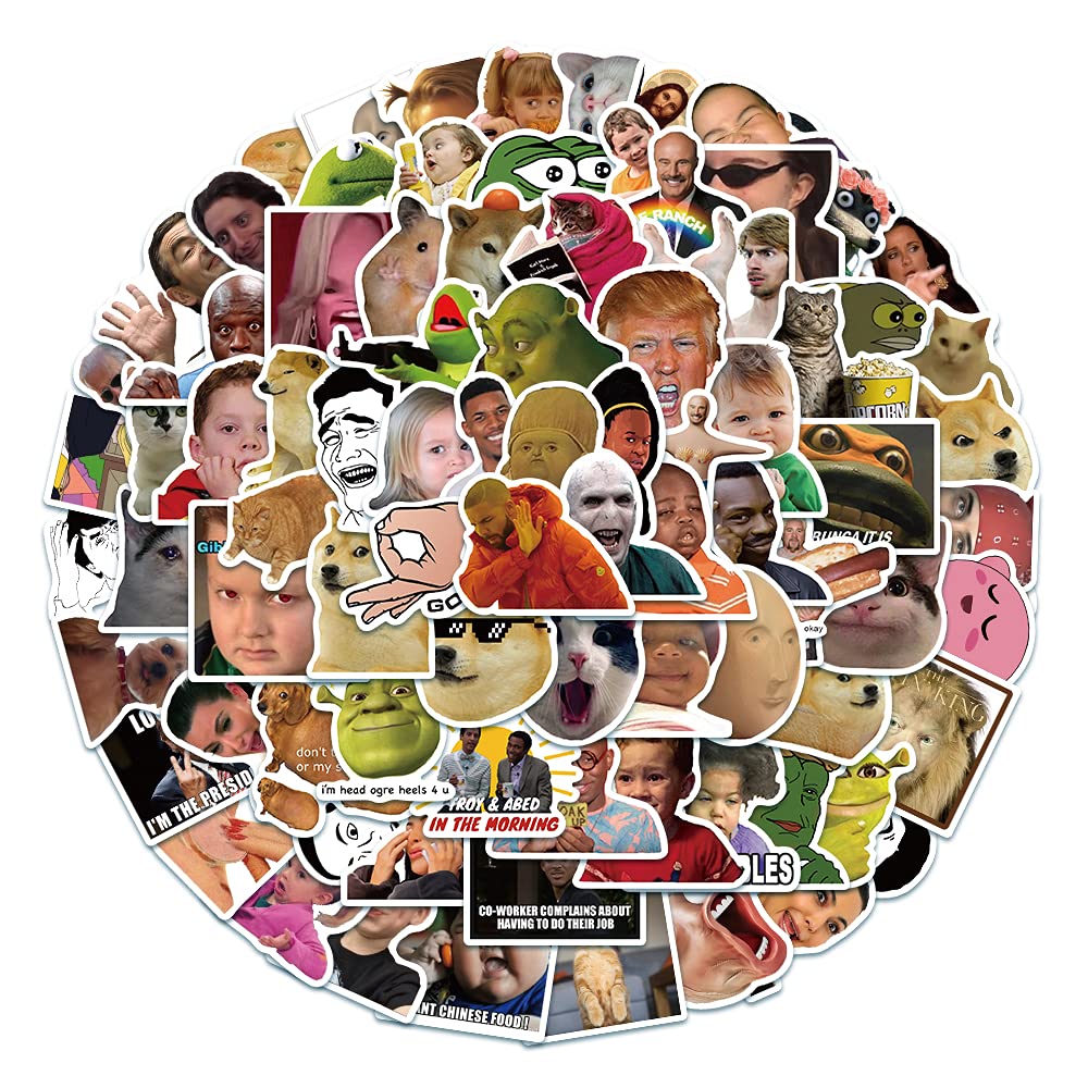 StarFashion 100pcs Funny Meme Stickers - Vinyl Waterproof Stickers for Hydro Flask, Laptop, Skateboard, Water Bottles, Computer, Phone