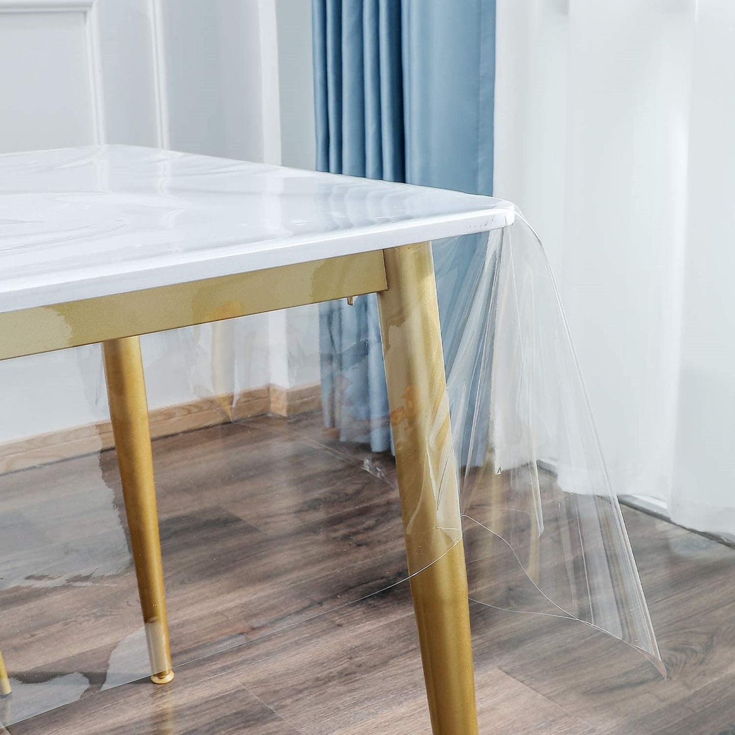 Pioggia Transparente Tischdeckenschutzhülle, rechteckig, wasserdicht, ölabweisend, abwischbare PVC-Tischdecke für den Innen- und Außenbereich (transparent, 60 x 84 Zoll)