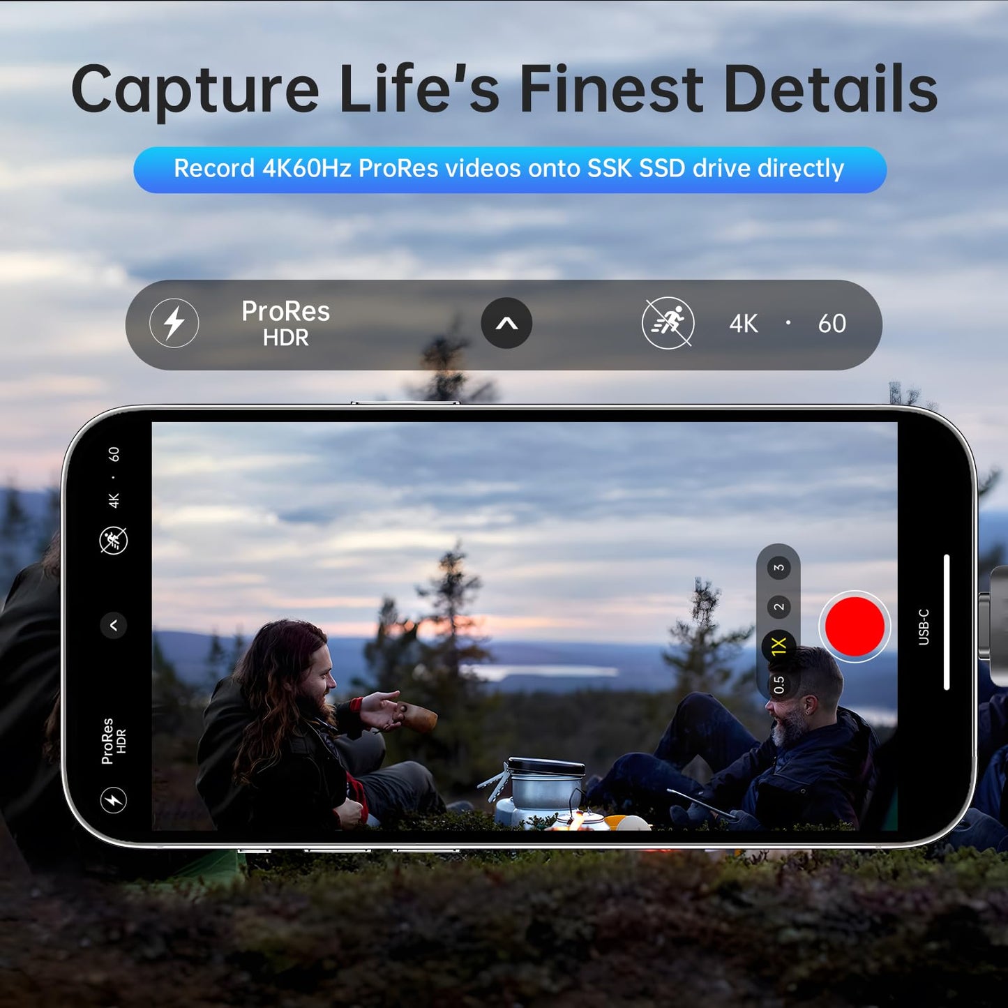 Externe SSK 2 TB SSD mit USB-C-Anschluss – Bis zu 2000 MB/s, USB 3.2 Gen 2x2, tragbarer SSD-Stick mit extrem niedrigem Stromverbrauch, kompatibel mit iPhone 15/16 Pro, ProRes, Mac/WTG und Android, Gehäuse aus Zinklegierung