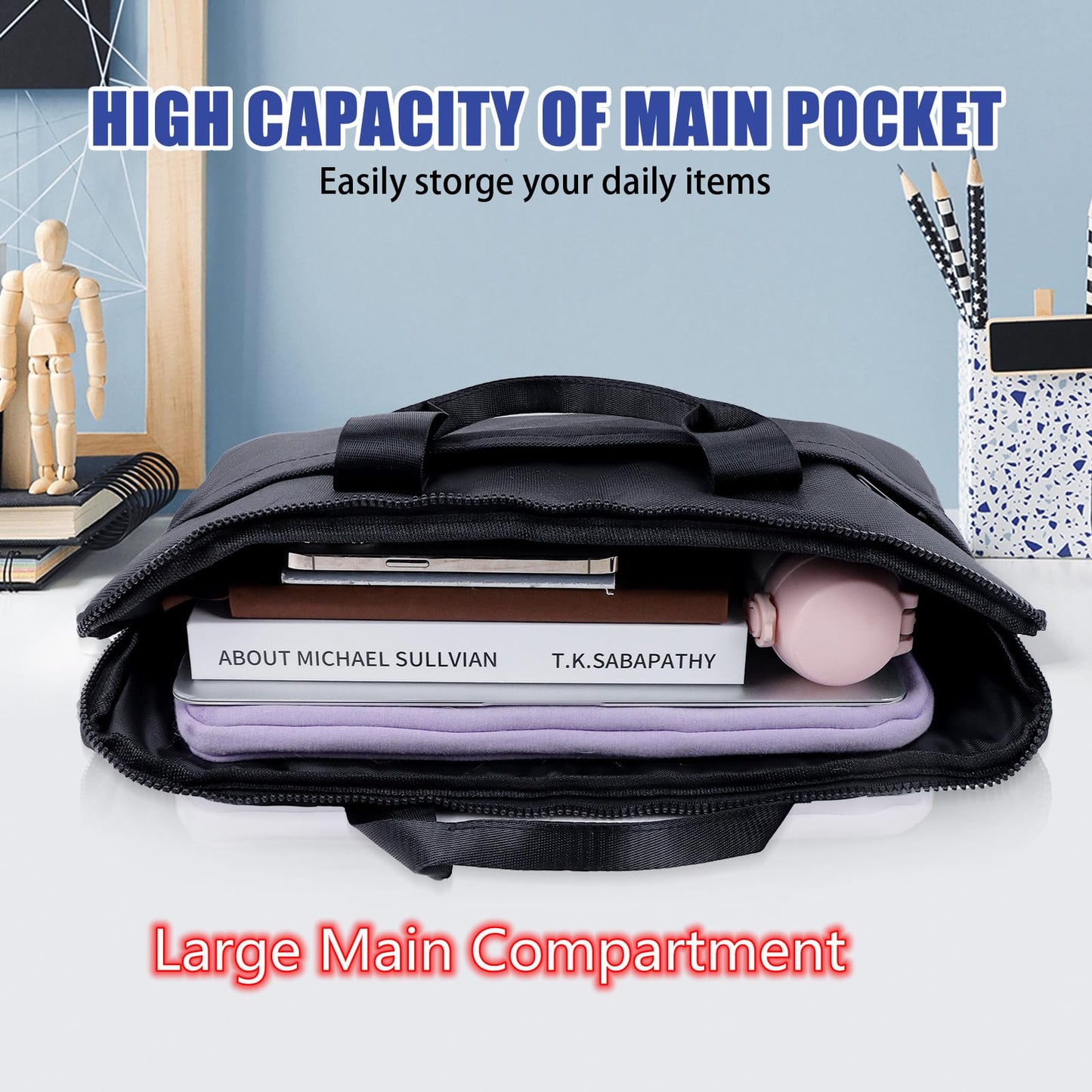 Premium Black,17.3-18.4 Inch Laptop Briefcase with Cross-Body Shoulder, DVD Player bag,Painting board bag，Laptop case Fits Dell, HP, ASUS,MacBook Pro, 2-layer Design,Durable,LIGHTWEIGHT