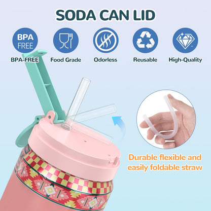 Dosendeckel mit Strohhalm, 4er-Pack, wiederverwendbar, BPA-frei, auslaufsicher und luftdicht, einfach zu verwenden, passend für Dosen der Größen S/M/L für Limonade, Bier, Saft und Sprudelwasser.