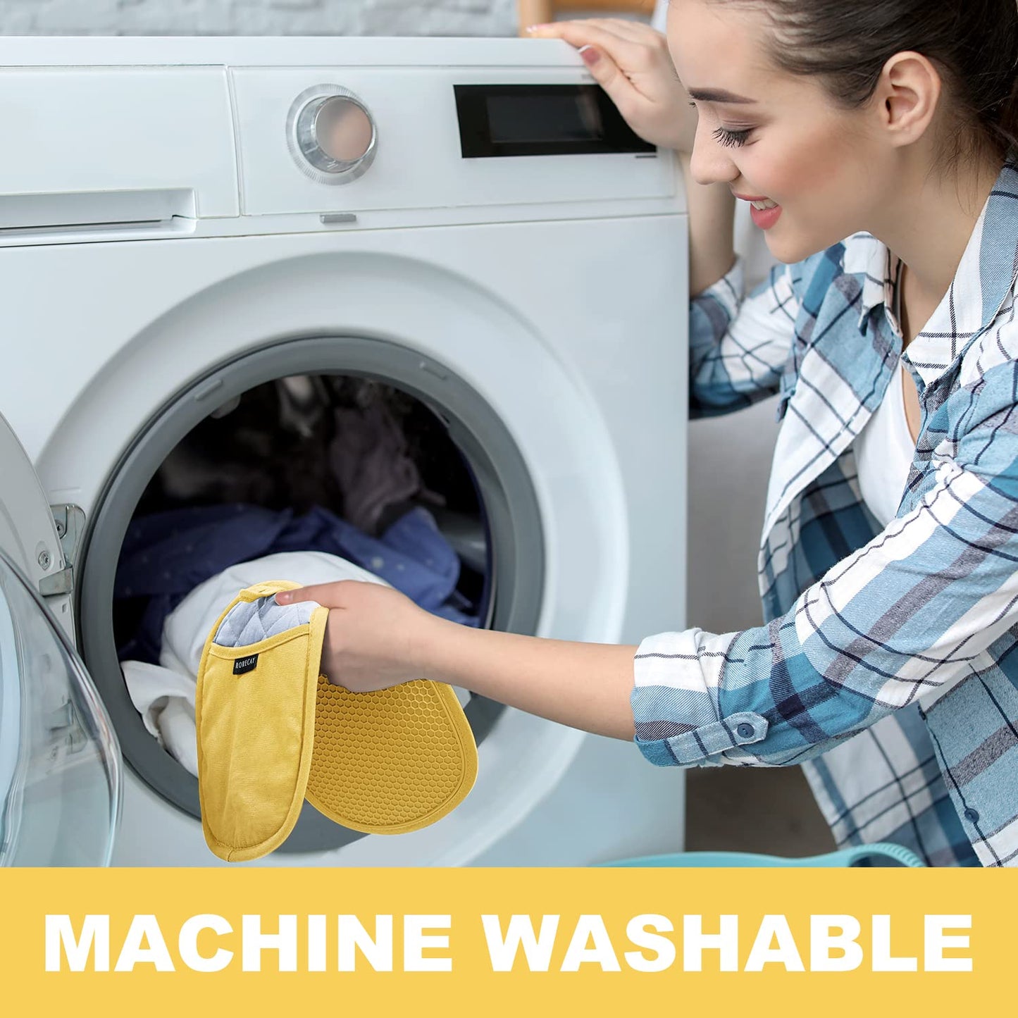 2-Pack Silicone Pot Holders for Kitchen Heat Resistant up to 500°F, Non-Slip Large Hot Pads with Pocket, Quilted Liner Trivets for Countertops Hot Pots and Pans (Gray)