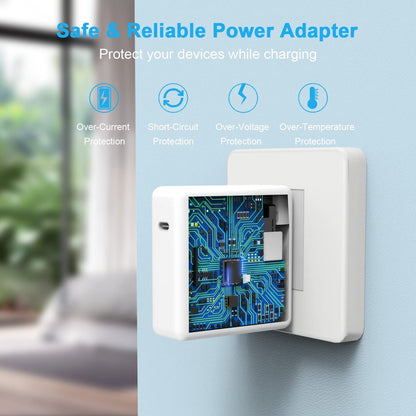 Ersatz-Ladegerät für MacBook Air, kompatibel mit MacBook Pro (100 W USB-C-Netzteil) für MacBook Pro 2022, 2021, 2020, 2019, 2018 (16, 15, 14, 13 Zoll) mit Schnellladefunktion und allen Laptops mit USB-C-Anschluss.