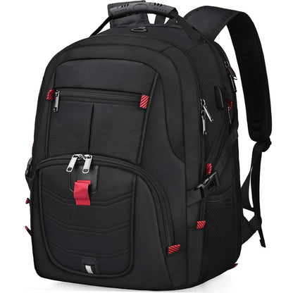NUBILY Laptop-Rucksack, 17 Zoll, wasserdicht, extra groß, TSA-konform, diebstahlsicher, ideal für Uni, Business und Freizeit, mit USB-Ladeanschluss, Gaming-Rucksack für Damen und Herren, Schwarz, 45 l