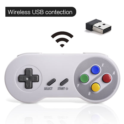 SAFFUN 2er-Pack 2,4 GHz Wireless-USB-Controller, kompatibel mit SNES-Spielen, SNES Retro USB PC Super Classic Controller für Windows PC, MAC, Linux, Genesis, Raspberry Pi, Retropie (Mehrfarbige Tasten)
