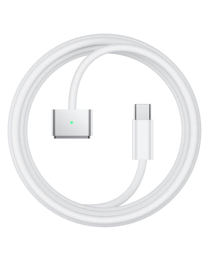 Stouchi USB-C auf Magnetkabel 3 (2 m), 140 W Schnellladefunktion für MacBook Air (15"/13" M4 2025, M3 2024, M2 2023, M2 2022), Pro (16"/14" 2024/2023/2021) – Weiß