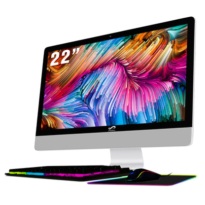STGSivir All-in-One-Desktop-Computer, 22-Zoll-FHD-Display, Intel Core i5 bis zu 3,6 GHz, 16 GB RAM, 512 GB SSD, WLAN, Bluetooth 5.0, RGB-Tastatur und -Maus, Webcam, Windows 11 Home