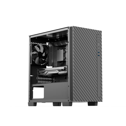 Rosewill FBM-X5 Micro-ATX Mini-Tower-PC-Gehäuse für Gaming und Büro mit vorinstalliertem 400-W-Netzteil, Unterstützung für 240-mm-/280-mm-AIO-Wasserkühlungen, 2x USB 2.0, 2x USB 3.0 und 1x 120-mm-PWM-Lüfter