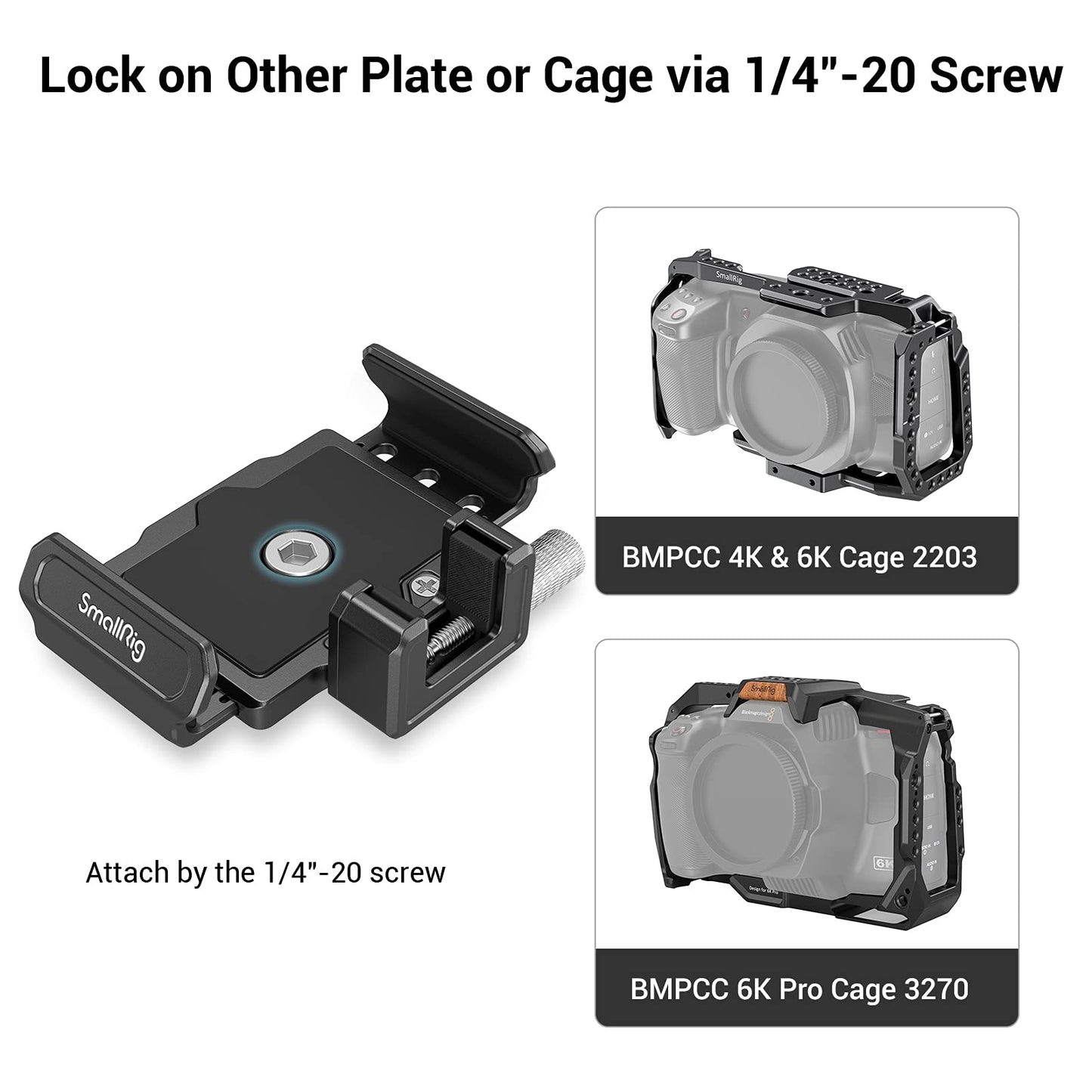 SMALLRIG SSD-Halterung für Samsung T5/T7 SSD, SanDisk SSD, SanDisk SSD T5/T7, kompatibler Käfig für BMPCC 6K Pro - 3272