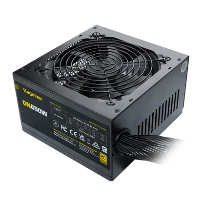 Segotep 650W 80 Plus Gold zertifiziertes, nicht-modulares ATX-Netzteil mit 6+2-Pin-Anschlüssen, PFC-Schutz und RoHS-Konformität, 120-mm-Silent-Lüfter, Gaming-Netzteil GN-650 Schwarz