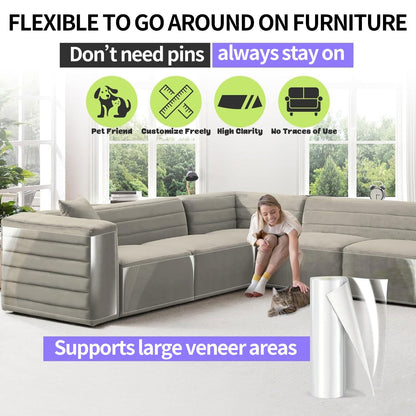 [Verdicktes Vinyl] Möbelschutz gegen Katzenkratzer, 411 x 38 cm (162" x 15") Couchschutz gegen Katzenkrallen, einseitig selbstklebender Möbelschutz gegen Kratzer, extra große Größe schützt mehr Möbel + 50 Befestigungsmaterial