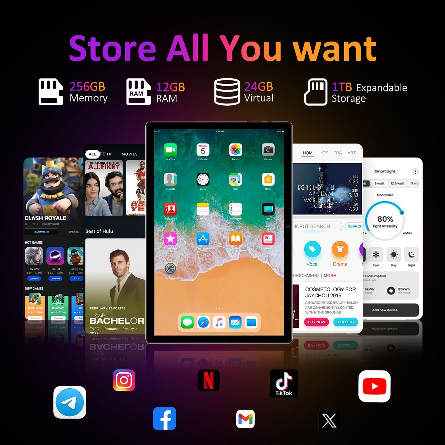 POWMUS Tablets 2025, 14 Zoll, Android 14, 36 GB RAM, 256 GB Speicher (erweiterbar auf 1 TB), 2K-Display, 8-Kern-Prozessor, 11580 mAh Akku, 4 Lautsprecher, 5-GHz-WLAN, inklusive Stifthülle – Schwarz