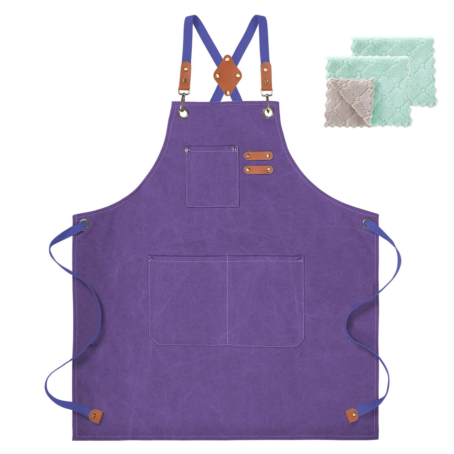ZOMAO Kochschürze, Baumwoll-Canvas-Schürze mit gekreuztem Rückenteil und Taschen für Damen und Herren, verstellbare Träger und große Taschen, Küchenschürze zum Kochen und Backen 