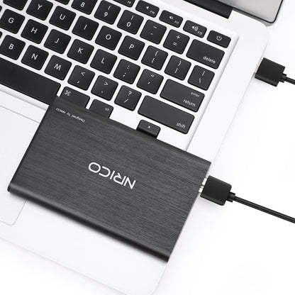 NRICO Ultra Slim 500GB Tragbare externe Festplatte USB3.0 HDD-Speicher kompatibel mit PC, Desktop, Laptop, Mac, PS4, Xbox One (Schwarz, 500 GB)