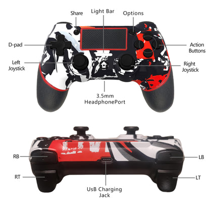 SZYUYU Wireless-Controller für PS4, kompatibel mit PS4/Slim/Pro/Windows-PC, Controller für PS4 mit 3,5-mm-Audioanschluss, Touchpad, Sechs-Achsen-Bewegungssteuerung, Ladekabel (Flammenweiß)