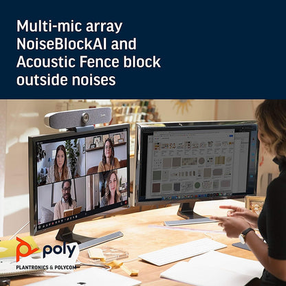 Poly Studio P5 Professionelle Webcam (Plantronics) – 1080p HD Laptop-Kamera für Videokonferenzen und Fernunterricht – Monitor- und Stativhalterung – Sichtschutzblende – Kompatibel mit Teams (zertifiziert), Zoom (zertifiziert) 
