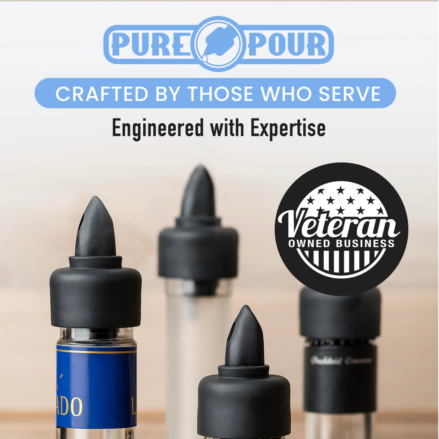 Pure Pour Ausgießer für Spirituosenflaschen – Auslaufsichere Ausgießer mit Staubkappen – Passend für die meisten Flaschen mit Alkohol, Sirup, Olivenöl und Essig – Spülmaschinenfest – 10er-Pack