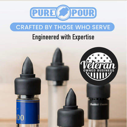 Pure Pour Ausgießer für Spirituosenflaschen – Auslaufsichere Ausgießer mit Staubkappen – Passend für die meisten Flaschen mit Alkohol, Sirup, Olivenöl und Essig – Spülmaschinenfest – 10er-Pack