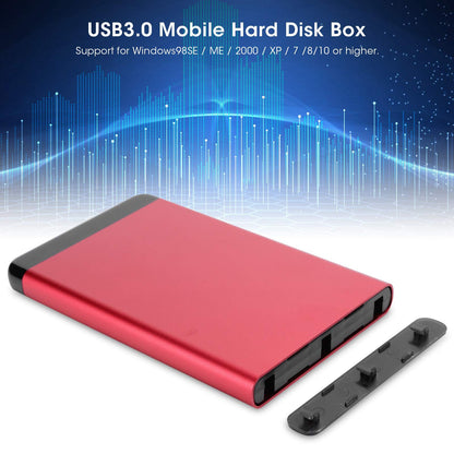 Portable Hard Disk Box USB3.0 Mobile Hard Disk Box Aluminum Alloy Disk Box 2.5in SSD/ SATA Aluminum Alloy Enclosure 8TB for Outdoor Working Laptop Accessories Computer(red)