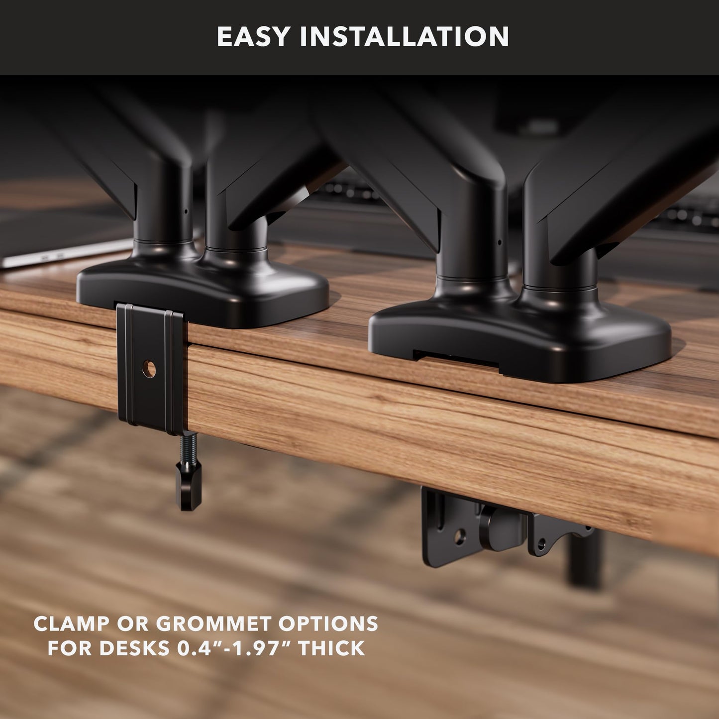 Mount-It! Doppelmonitor-Tischhalterung – Voll bewegliche Gasfederarme, geeignet für Bildschirme von 13 bis 32 Zoll, Tragkraft 8 kg pro Arm, Doppelmonitorständer, VESA-Halterung, C-Klemme und Kabeldurchführung