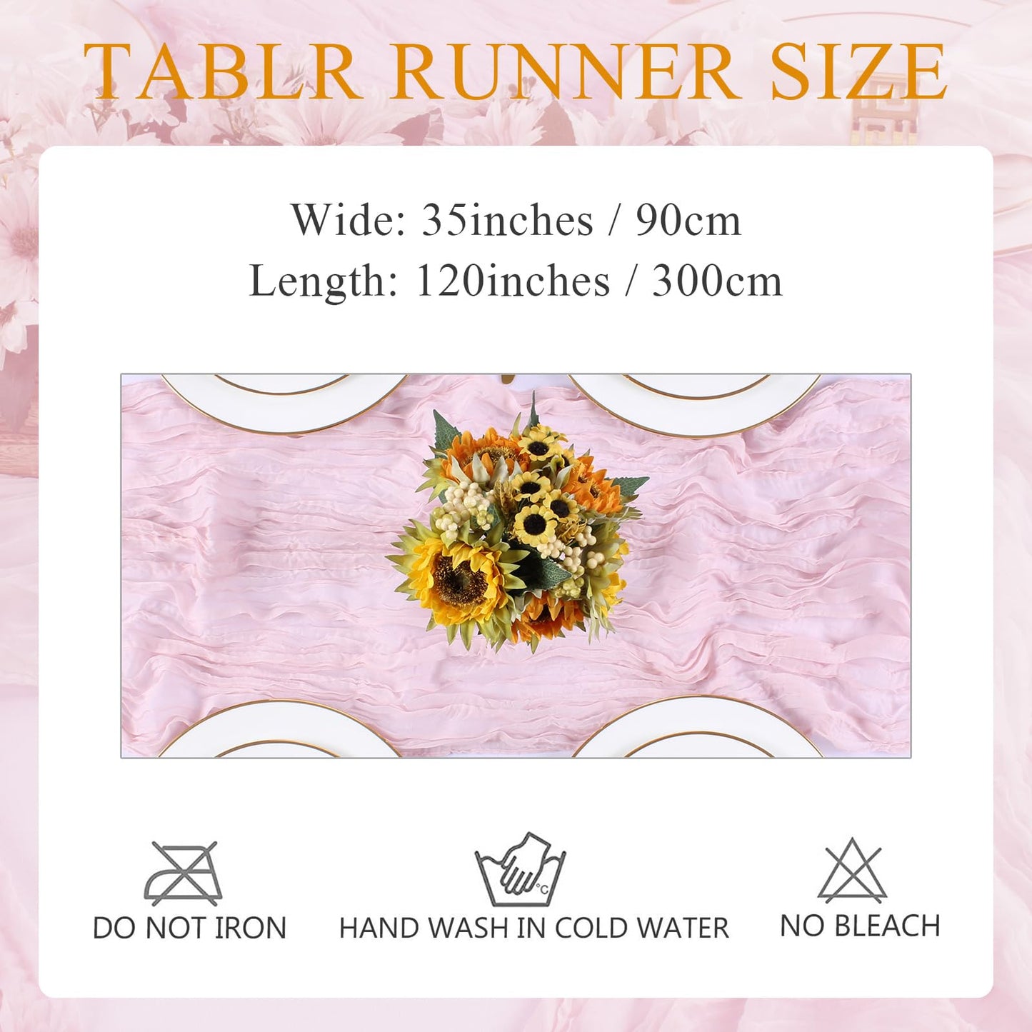 SAJOO Tischläufer aus rosafarbenem Käsetuch, 3 m (10 Fuß), Boho-Stil, rustikal, transparent, 3 m (120 Zoll) Tischdekoration aus Käsetuch für Hochzeiten, Brautpartys, Babypartys, Geburtstagsfeiern und als Heimdekoration