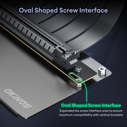 Okinos PCI-E 4.0 Riser-Kabel, kompatibel mit RTX4090, RTX4080, RX7900XTX, PCIe 4.0 x16 High-Speed-Flexible-Extender-Kartenverlängerungsanschluss 90-Grad-Adapter, 200 mm, Schwarz