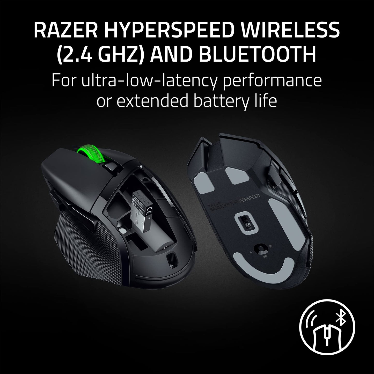 Razer Basilisk V3 X HyperSpeed ​​– Anpassbare kabellose Gaming-Maus: Mechanische Schalter der 2. bis 5. Generation, fortschrittlicher optischer 18K-Sensor, Chroma RGB-Beleuchtung, 9 programmierbare Tasten, 535 Stunden Akkulaufzeit, klassisches Schwarz