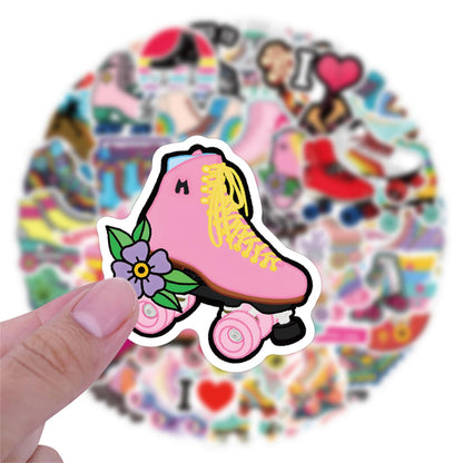 55 Aufkleber mit Rollschuhmotiven für Kinder – wasserfeste Vinyl-Aufkleber für Becher, Wasserflaschen, Laptops, Koffer, Computer, Handys, Gitarren, Skateboards, Handyhüllen und Fahrräder.