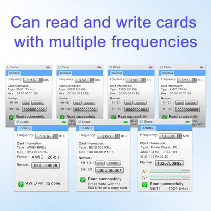 XIXEI X7 NFC RFID Kartenkopierer, Lesegerät, Schreibgerät, Duplikator für Multifrequenz-Lese- und Schreibvorgänge, Smartcard-Programmierkarte (5 wiederbeschreibbare Karten, 5 UID-Schlüsselanhänger, 5 T5577-Schlüsselanhänger)