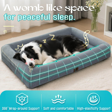 TaiBest Wasserdichte Memory-Schaum-Hundebetten für extra große Hunde, rutschfeste orthopädische Hundebetten, waschbares Sofa-Haustierbett mit abnehmbarem Bezug (Grau, X-Large)
